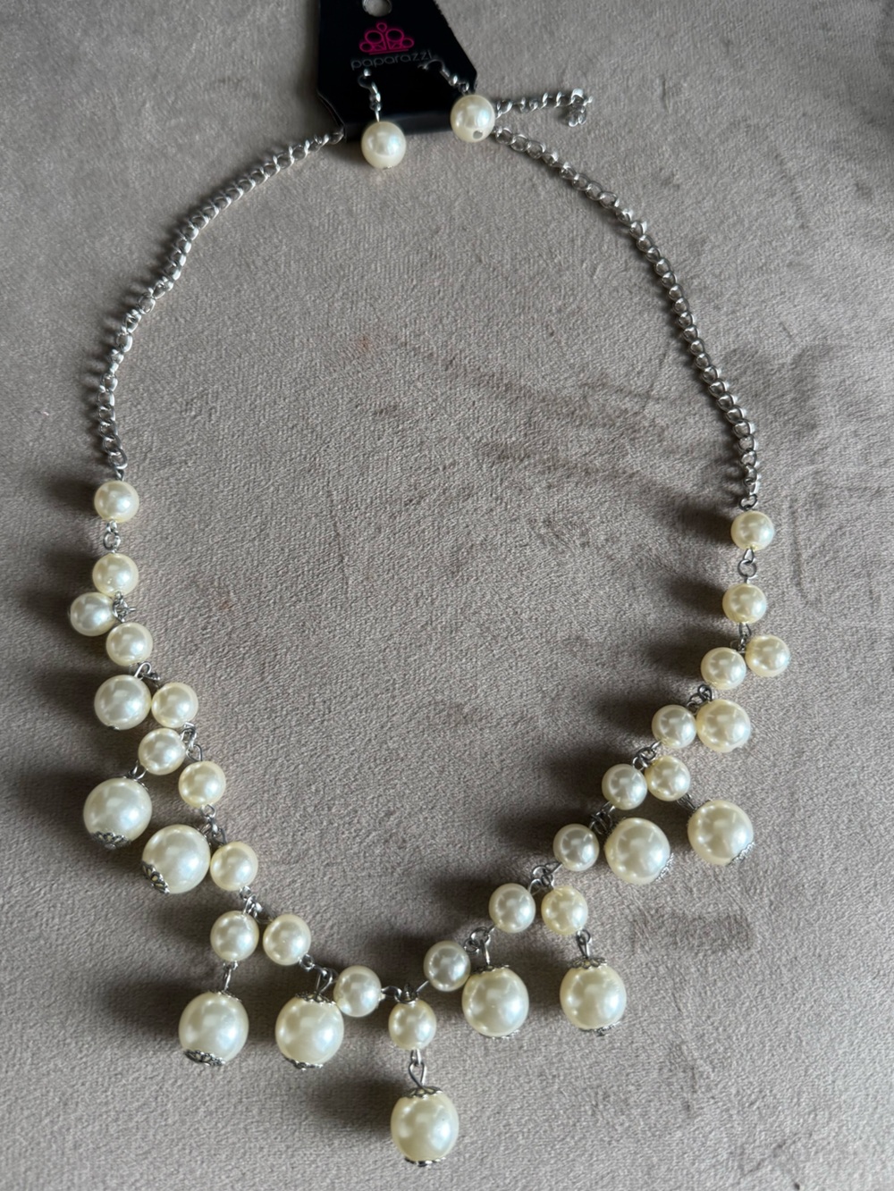 paparazzi Ivory Pearl Cluster Necklace with Silver Chain